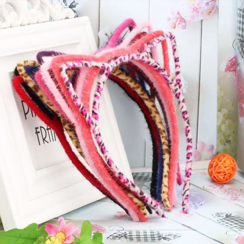 1 Pcs Fashion Leopard Pattern Cat Ear Headbands Women Hair Accessories Cute Hairband Hairstyles Girls Headwear Accessories