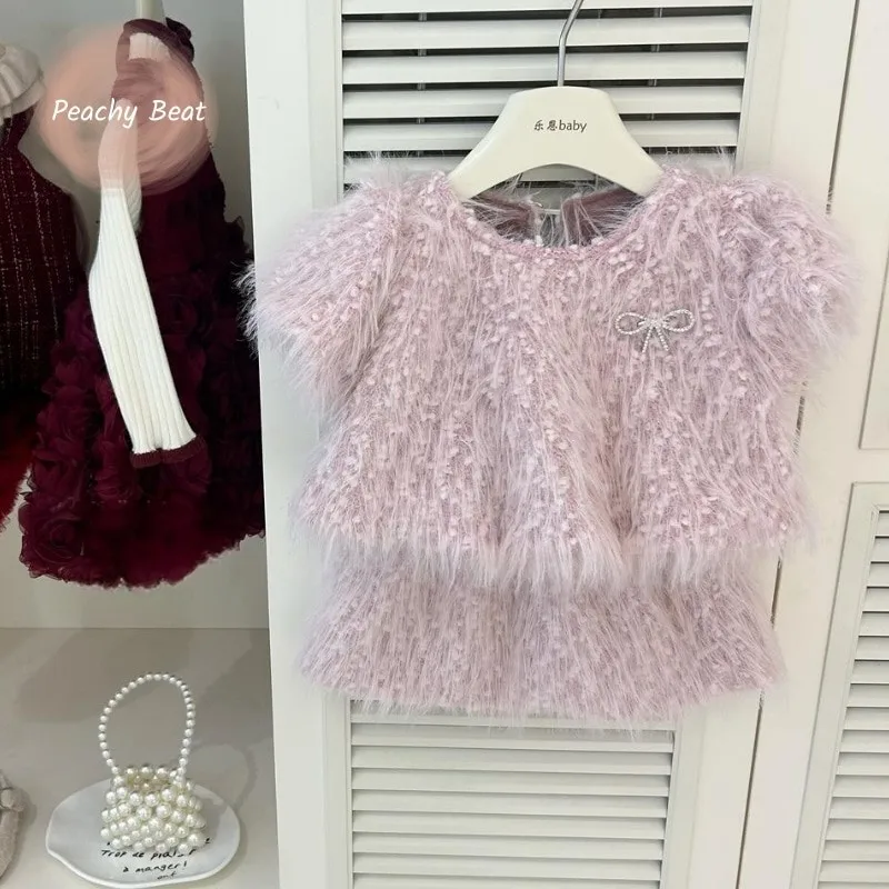 

Fashion Baby Girl Princess Clothes Set Sweater+Skirt 2PCS Infant Toddler Child Thick Pink Outfit Autumn Winter Baby Clothes 1-7Y