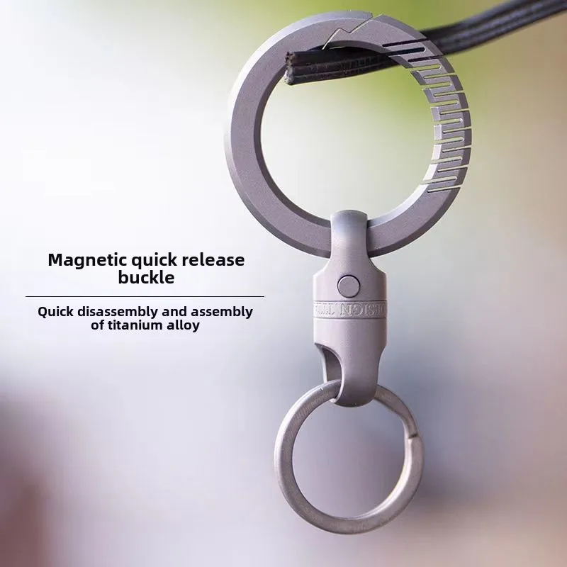 

Titanium alloy car key ring key connection key ring pendant magnetic suction snap fastener Universal rotation edcaccessories