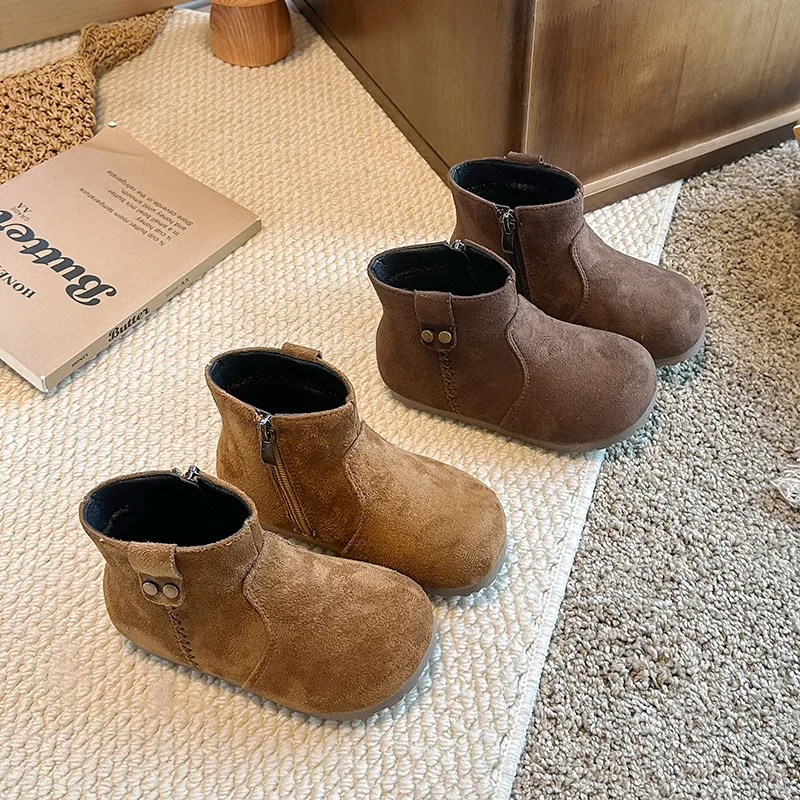 2026 Autumn Winter Baby Boys Girls Boots Oxford Suede Children Casual Shoes Outdoor Anti-slip Infant Shoes Kids Ankle Boots
