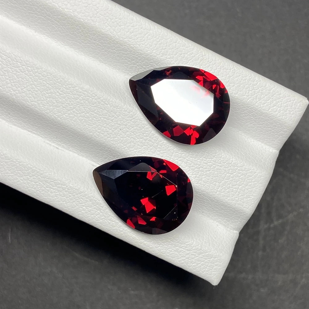 Pear Cut 5x7mm-15x20mm Cubic Zirconia Garnet Red CZ Stone Pear Cut Synthetic Gemstone