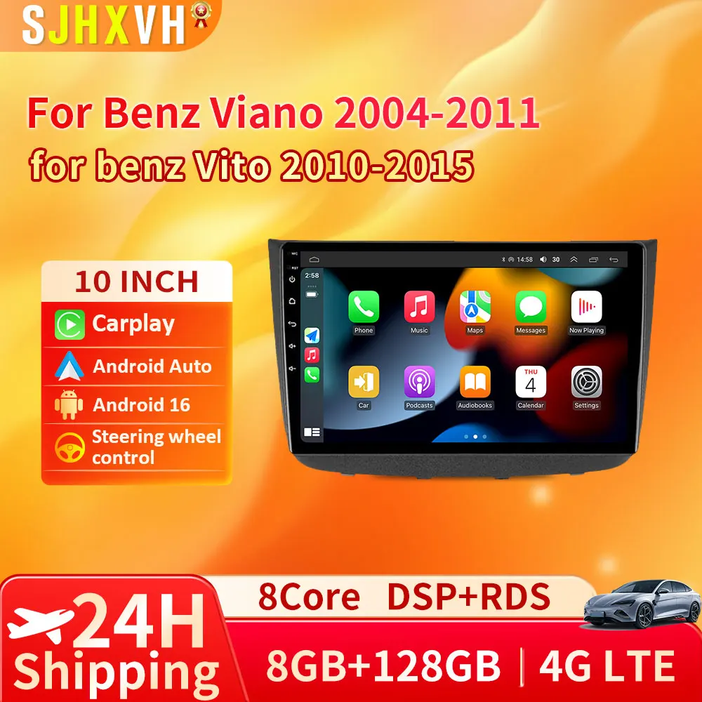 

Android 16 car For Mercedes-Benz Vito 2 W639 Viano 2 W639 2003 - 2015 Car GPS Video Autoradio Navigation Stereo Radio 5G DVD BT