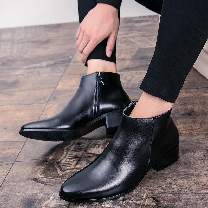 Winter Herren PU-Lederstiefel Klassischer Britischer Stil Casual Business Schuhe Hochwertige Knöchelstiefel für Männer Übergröße 46 Herrenstiefel – Detail 8