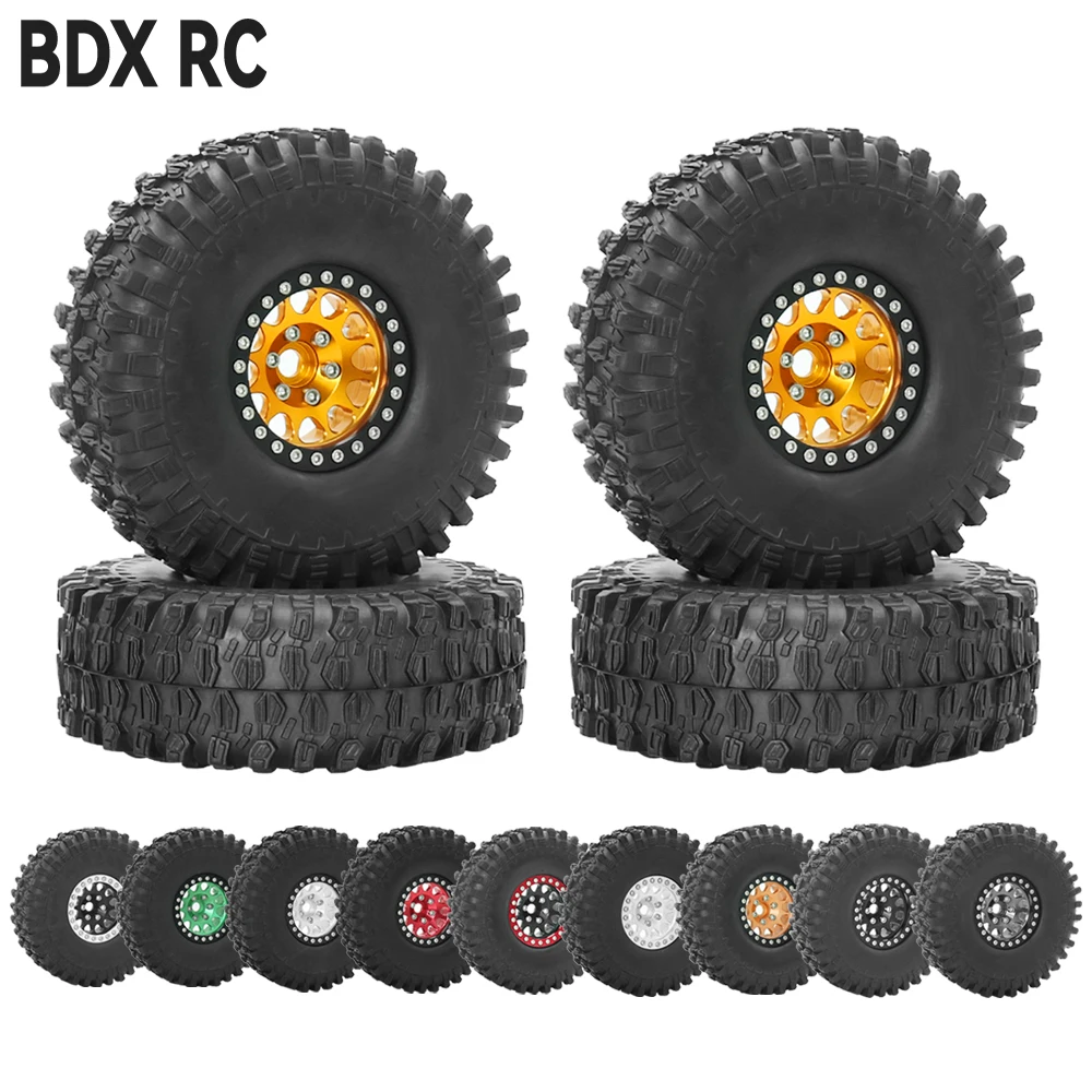 Metal 1.9 Beadlock Wheel Rim Tires Set for 1/10 RC Crawler Car Axial SCX10 III AXI03007 90046 TRX-4 Redcat GEN 8