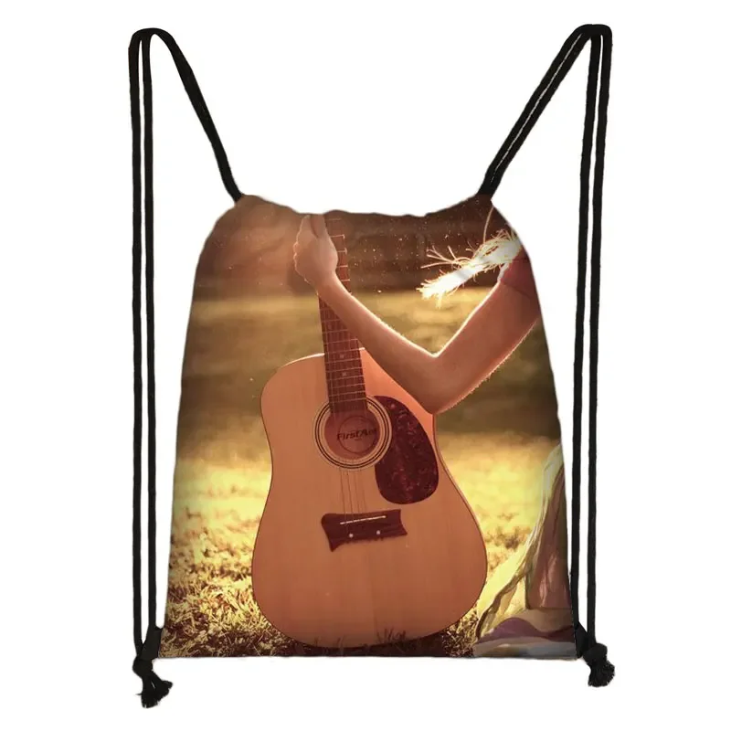 Piano / Guitar / Musical Notes Drawstring Bag Women Backpack  Teenager Boys Girls Storage Bag Kids Bookbag Ladies Travel Bag