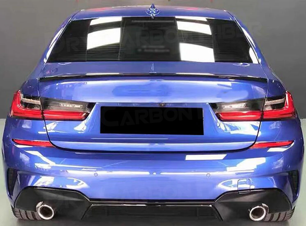 

JCYECF For BMW 3 Series G20 G28 M Sport 2019 2020 Rear Lip Diffuser Round Exhaust Tip Type Black Bumper Lip Protector Spoiler
