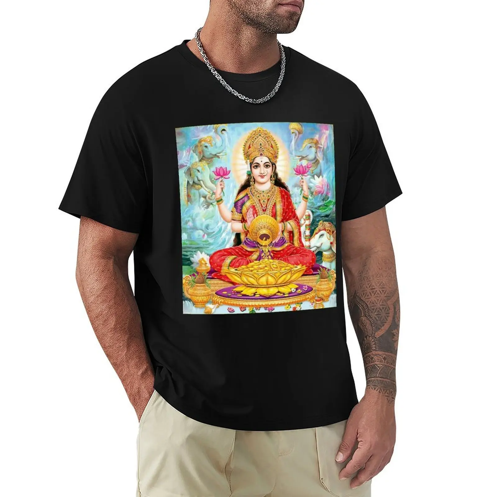 Lakshmi,Goddess of Wealth T-Shirt quick-drying vintage t shirts blacks cotton graphic tees mens designer t shirt