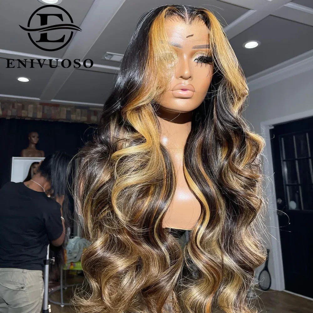 Ombre Blonde Highlight Body Wave Lace Wigs Green Red Burgundy Highlight 13x4 Synthetic Lace Front Wig Pre Plucked With Baby Hair