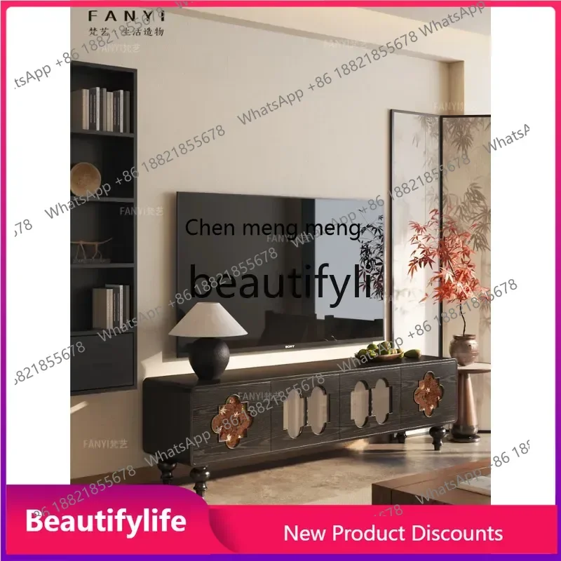 CC Walnut TV Cabinet Living Room TV Storage Cabinet Integrated Living Room Floor-standing