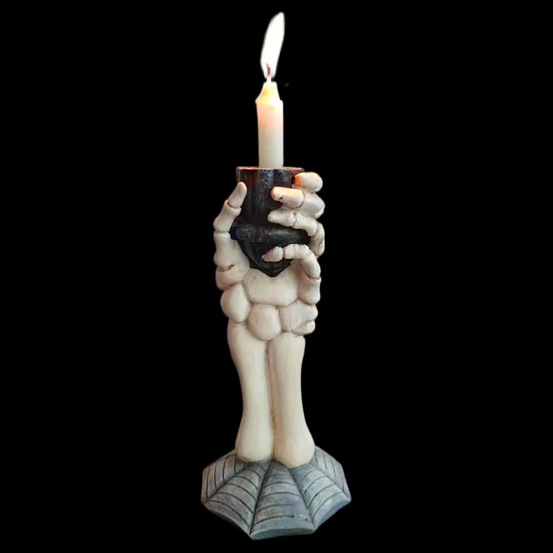 

Skull Hand Candle Holder for Halloween, Gothic Skeleton Witch Hand Candlestick Holder Home Party Decoration