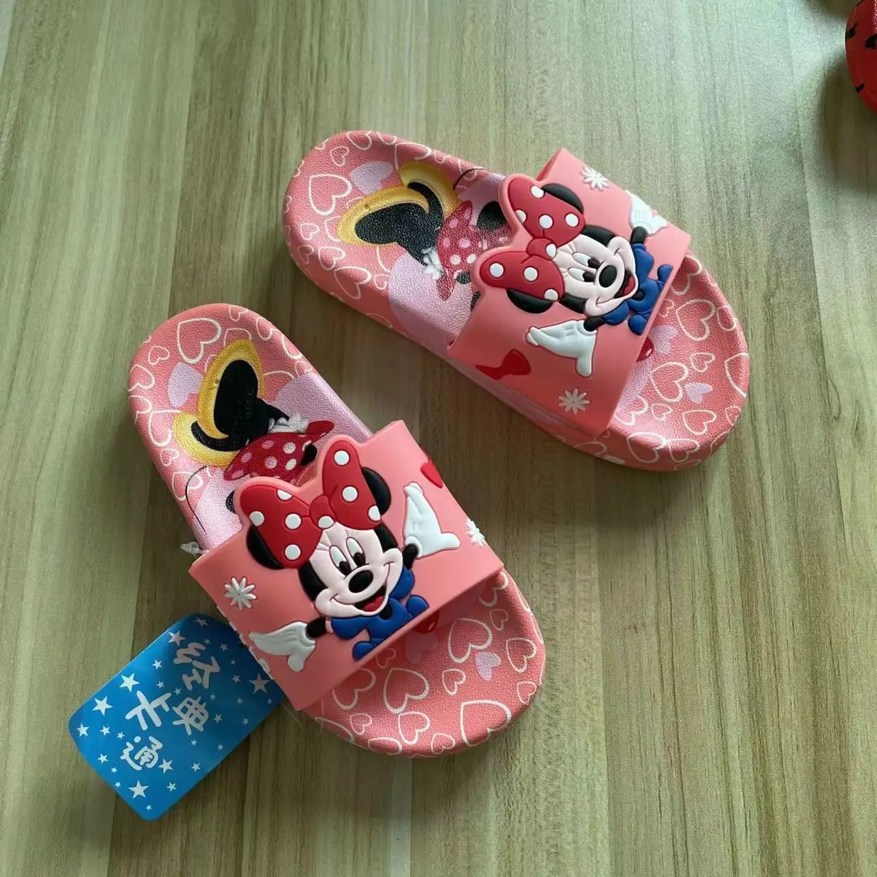 Summer Children Cartoon Mickey Minnie Mouse Print Beach Slippers Kids Boys Girls Flop Flip Indoor Soft Sandals Cute Shoes 26-35