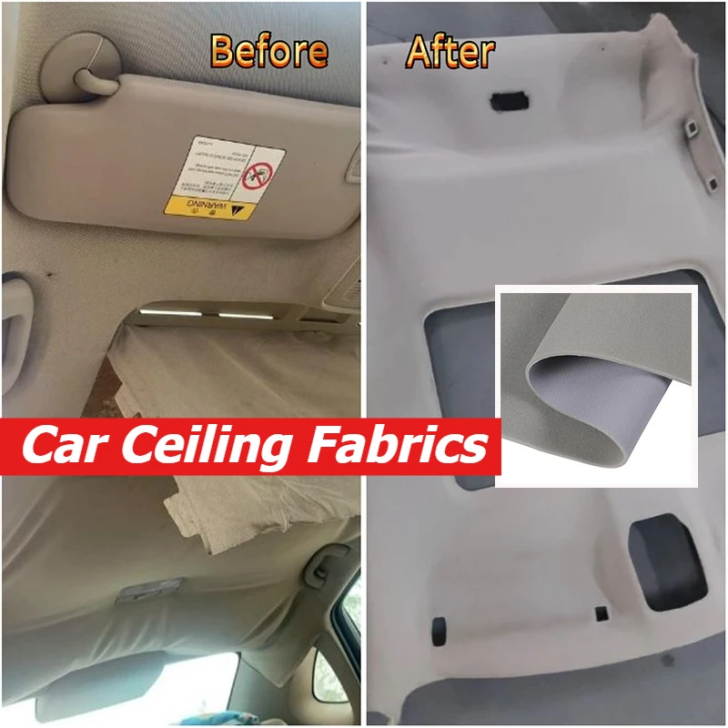 

Car Interior Fabric Roof Cloth with Foam Backed Auto Roof Upholstery Fabric Repair Material DIY Upholstery Mesh Cloth Fabrics