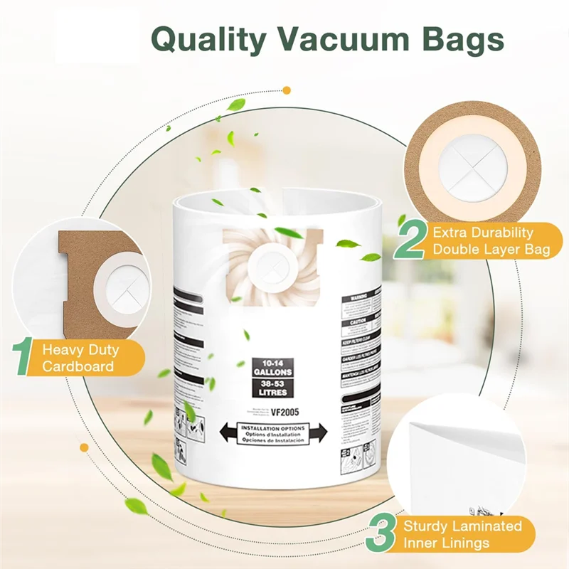 

【Hot Cake】8PCS 10-14 Gallon Vacuum Bags For Shop Vac Bags, Disposable Wet Dry Vaccum Collection Bags Replace Part Type 90672