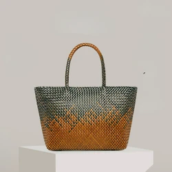 2023 Popular Beach Straw Hand Bags French Niche Design Handmade Cowhide Hand-woven Women's Bag Large Capacity Shoulder Bag