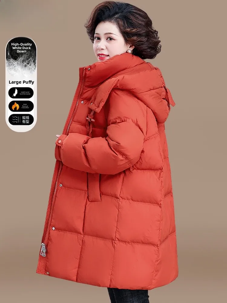 

Thiened Mid-Length down Jaet for Mom Winter Outerwear Women's plus Size Cotton Coat Autumn Winter Faion for Middle-Aged...