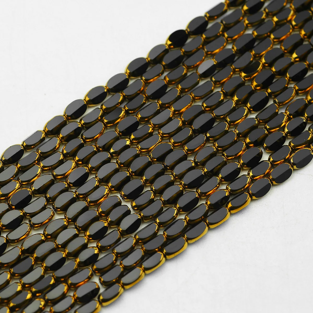 4x6mm Black Crystal Glass Beads Plating Gold Color Briolette Oval Spacer Loose Beads For Jewelry Making Diy Bracelets Necklaces