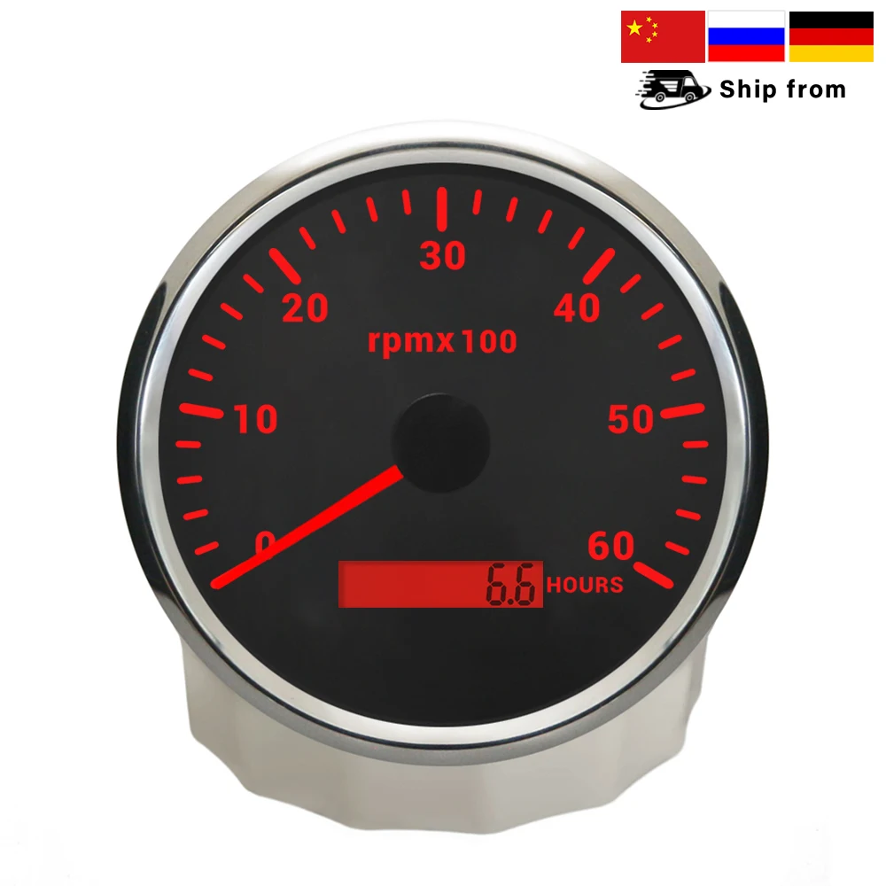 

ELING 110mm Tachometer 0-3000RPM 0-8000RPM Tacho LCD Hour Meter 12V 24V with 7 Colors Backlight for Auto RV Truck Boat