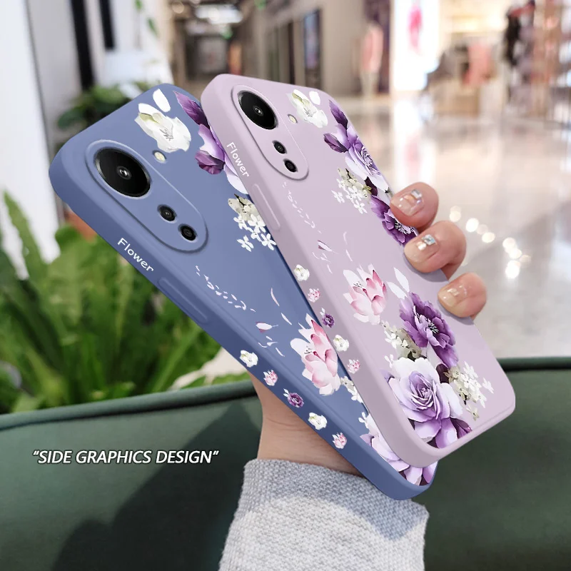 Beautiful Peony Phone Case For Xiaomi Redmi 13 13C 12 12C 10 10C 10A 9 9T 9A 4G 5G Liquid Silicone Cover