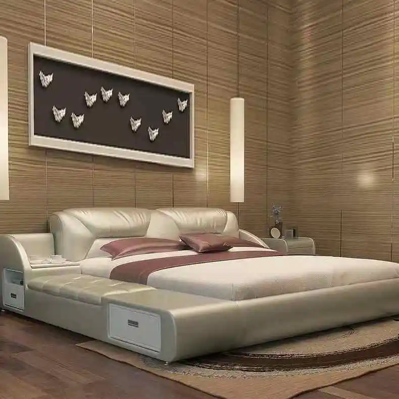 !@Smart Bed Top Quality Latest Design Modern Bed Massage Electric Modern Leather Sofa Bed King Size