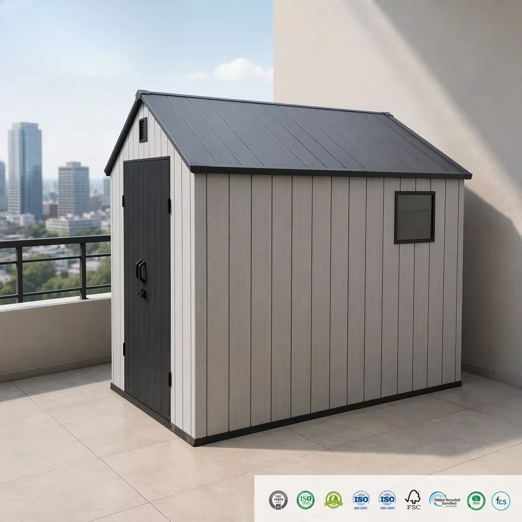 GRANITE Series 8x6 ft Apex Storage Shed Outdoor Storage Shed, Full Steel Frame, Typhoon Resistant, Garden Backyard Balcony