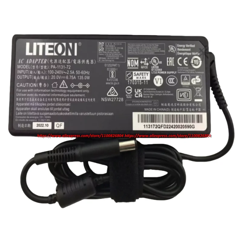 Liteon PA-1131-72 AC Adapter 20V 6.75A 135W Charger For KENSINGTON SD400T DOCK SD5000T Owc Thunderbolt Dock 4 Power Supply