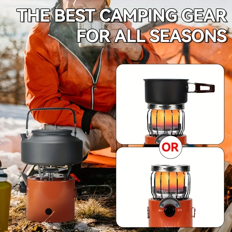 2-in-1 Portable Propane Heater and Stove，Adopt flame fault safety design - Compact，ExcludingBPAMetal Solution，Suitable outdo
