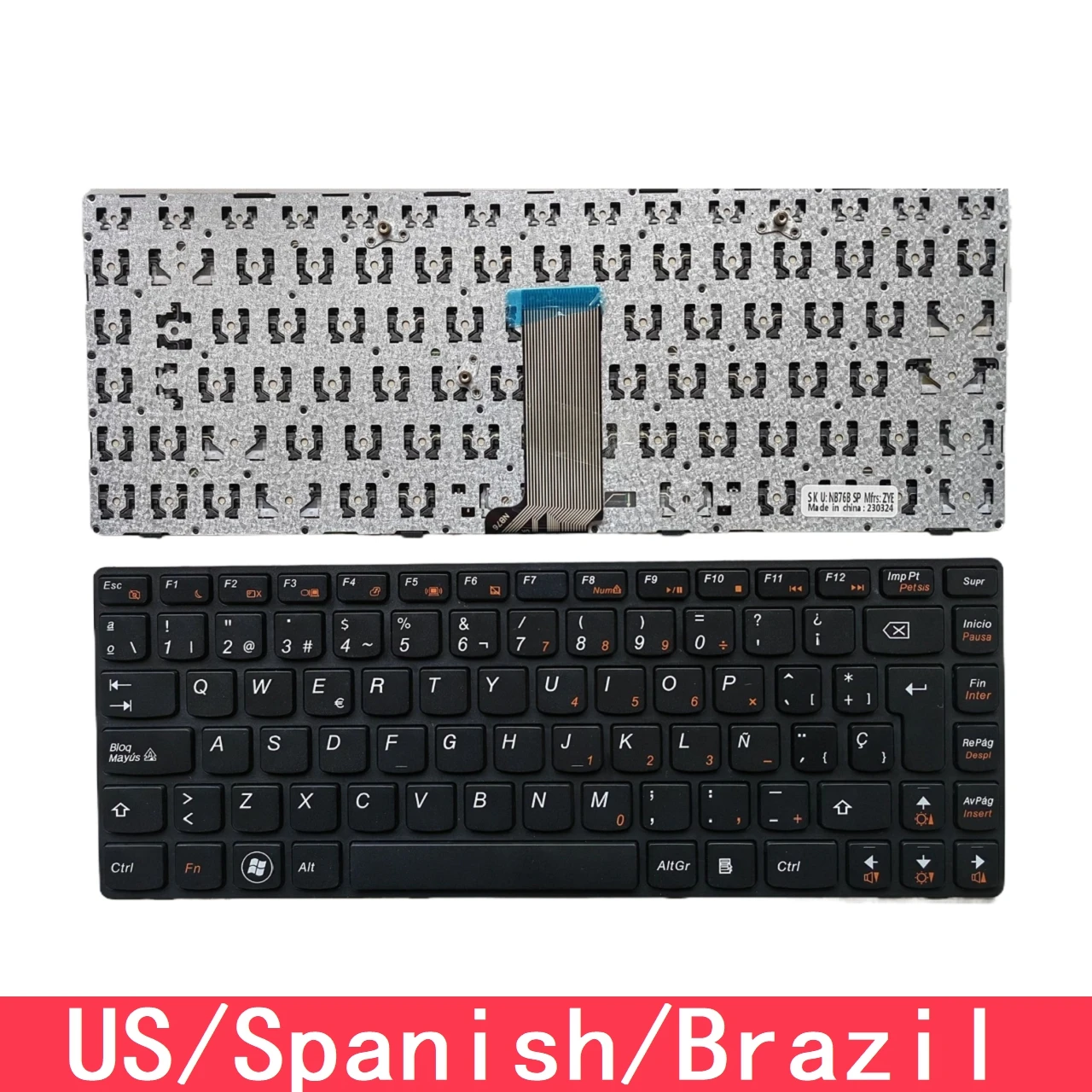 For Lenovo G480 G480A G485 G485A Z380 Z480 Z485 Laptop Keyboard Replacement US Spanish Brazil