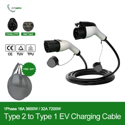 FITMPH Type 2 To Type 1 EV Charging Cable For EV & PHEV Extention Cord Public Charging Station 32A 7200W With Portable bag