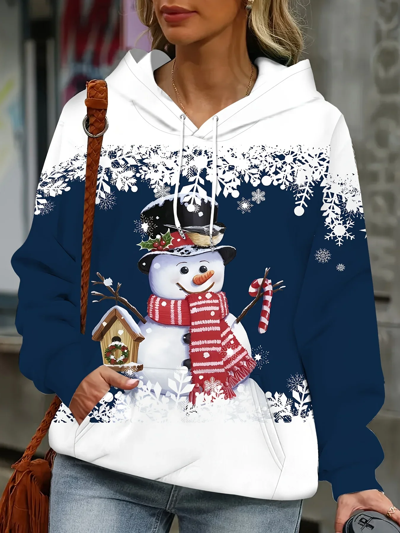 Women\'s Hoodies Christmas Theme Snowman Pattern Streetswear Tops Fashion Street Autumn Winter Casual Pullover Women\'s Clothing