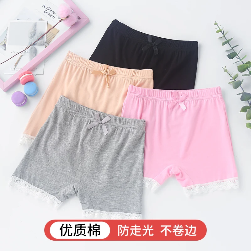 Hot-selling girls safety shorts pants high stretch flat bow shorts lace seamless underwear children’s breathable underwear