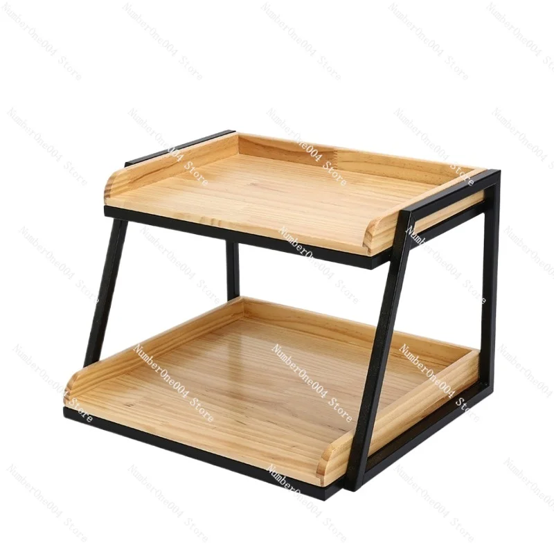 

Двухъярусная стойка из сосны с железным каркасом для хранения и демонстрации свежих и сухих фруктов в кондитерских, супермаркетах и коммерческих помещениях