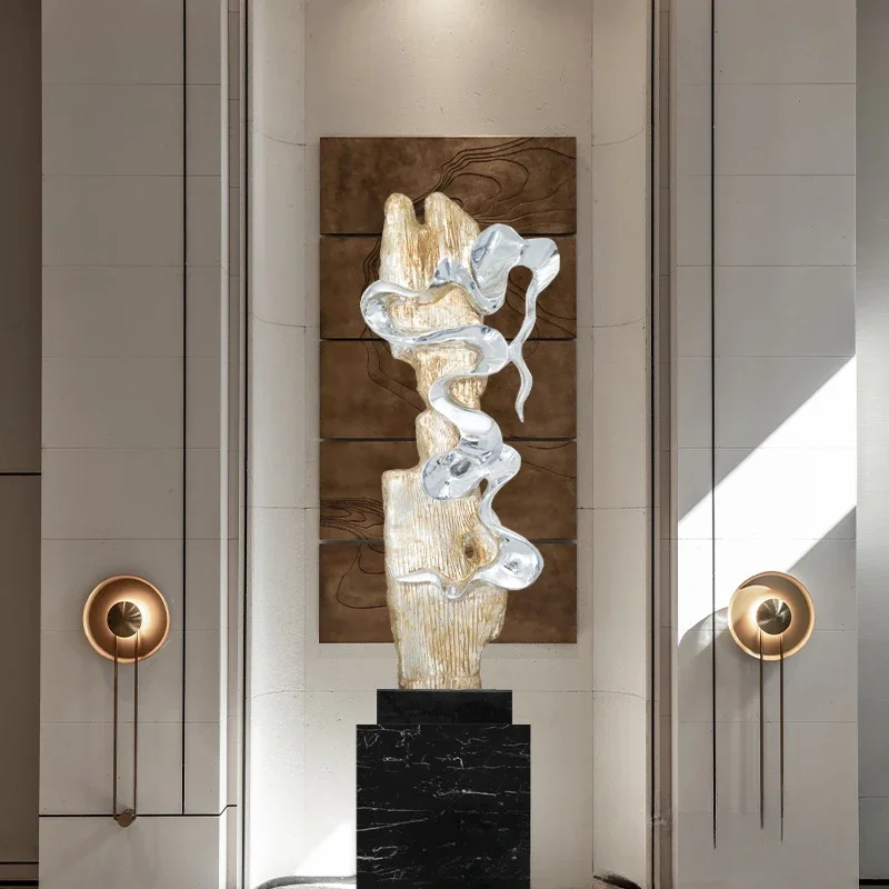 

Modern Hotel Lobby Sculpture, Abstract Electroplated Decoration, Light Luxury Corridor, Living Room, Floor to Floor Decoration