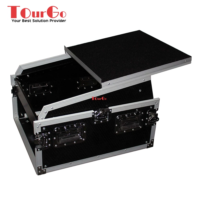 6U Rack X 13U Top Mixer DJ Combo Flightcase mit Laptop-Ablage