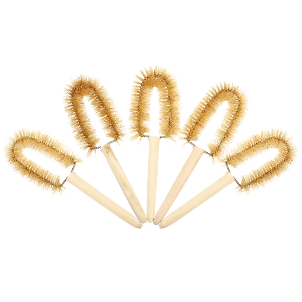 

5 Pcs Beaker Cleaning Brush Long H Cup Bottle Lab Science Practical Non Slip Foldable Removable Dirt Wooden Teaching