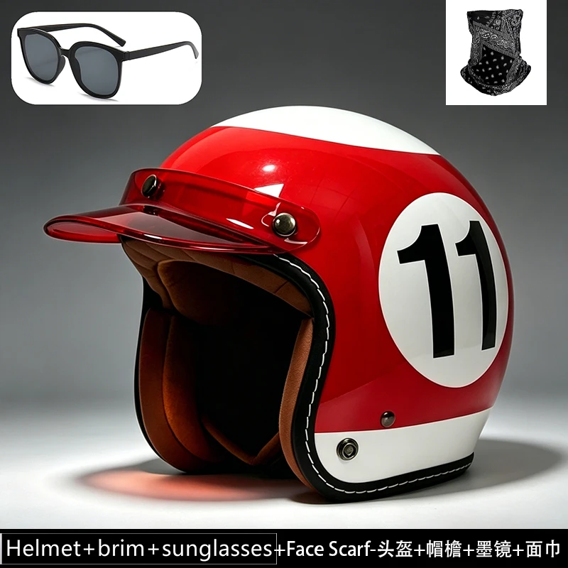 Retro Small Dock Helmet Electric Vehicle Cap Ladies Motorcycle Three-Quarter Helmet Vintage Headgear for Women