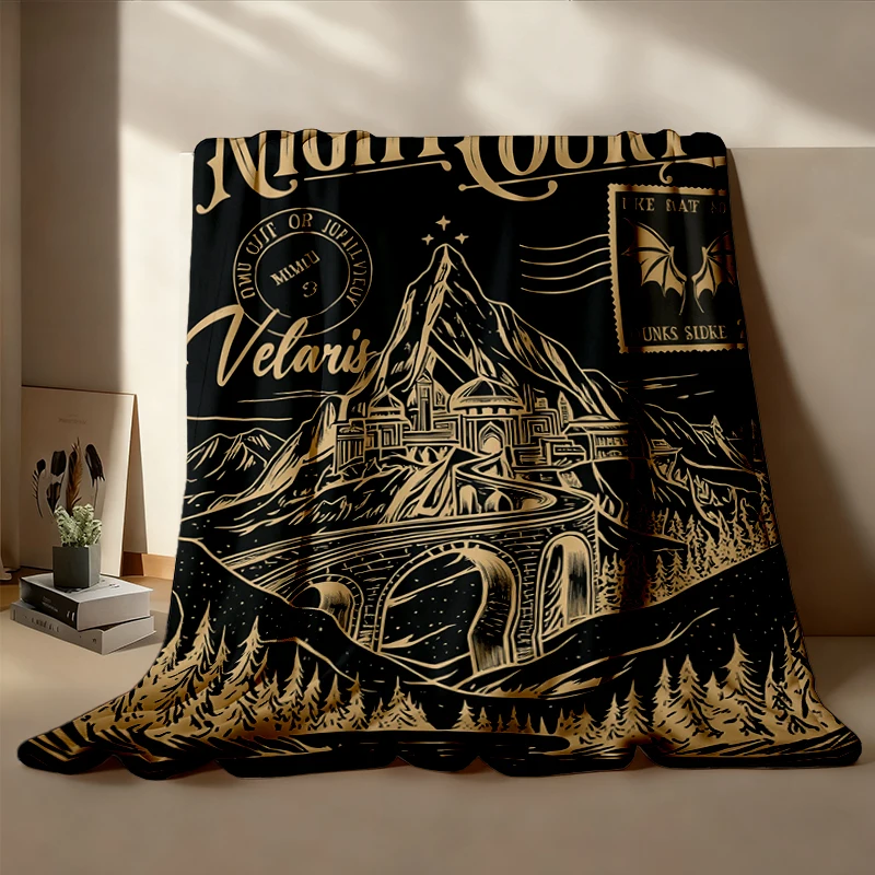 The Night Court Postcard Flannel Blanket, Velaris Cozy Blanket, Bookish Gift Flannel Throw