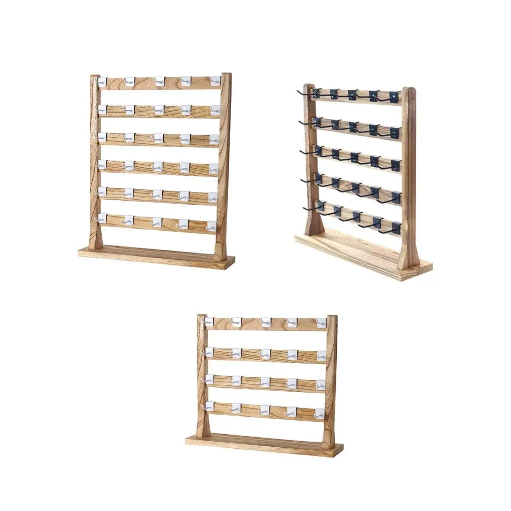 

Wood Jewelry Display Stand, Wooden Earring Display Stand with Removable Hooks,