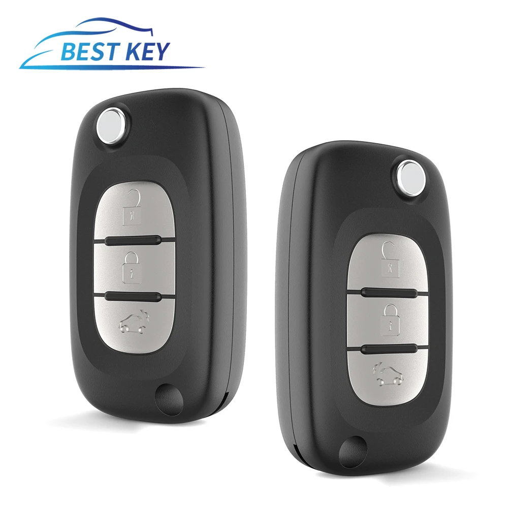 

BEST KEY New Flip Remote Car Key Shell Case Cover For Benz Smart Fortwo 453 Forfour 2015 2016 2017 With 3 Buttons Fob