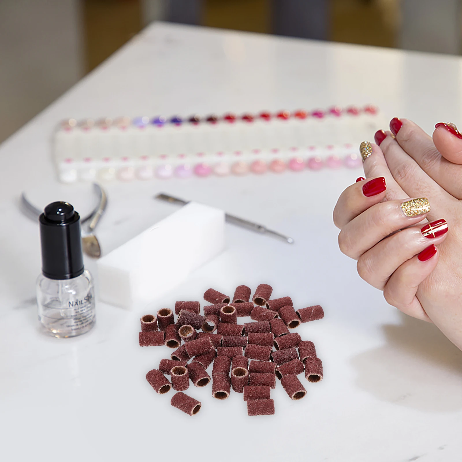 

80# Grit Sanding Bands 6Mm Inner 8Mm External Diameter 1/2'' Drum Abrasive Sleeves For Nail Drill Manicure Tools Grinding