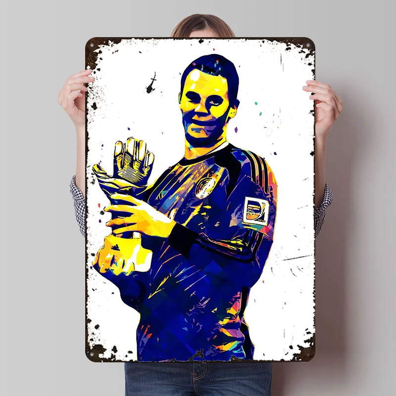 Pôster Estilo Pop Art Manuel Neuer, Placas de Metal Vintage Personalizadas, Arte de Parede Retro para Decoração Moderna de Casa Luxuosa