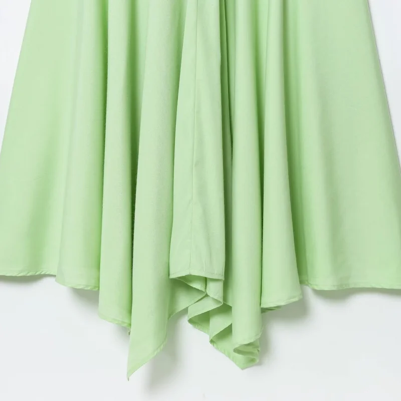 ชุดเดรสแขนสั้นสีพื้นเรียบหรูสำหรับผู้หญิงสไตล์ยุโรปและอเมริกา ปี 2025