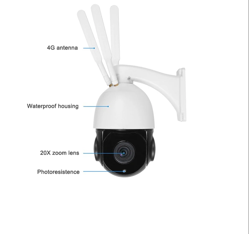 5MP 8MP 20X Optical Zoom Outdoor Wireless Surveillance Camera 4G Sim Card Lte Cctv Security Solar Power PTZ  Camera
