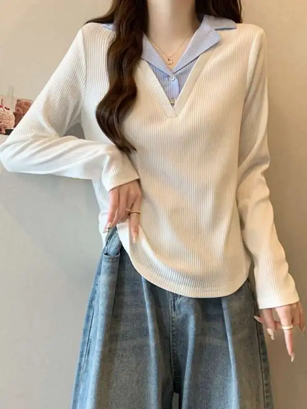 بلوزات ملابس للنساء في الخريف Urbana Estampada Divertida مخيط Fem Youthful Popluar شبه سحاب الخريف والشتاء #1