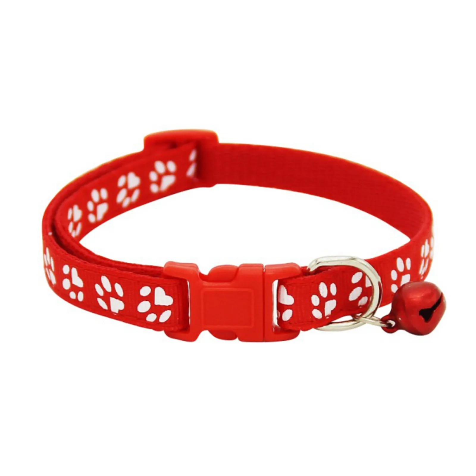 1 Pack Footprint & Reflective Cat Collar with Bell Basic Dog Cat Collar Buckle Adjustable Polyester Cat Dog Collar or Seatbelts