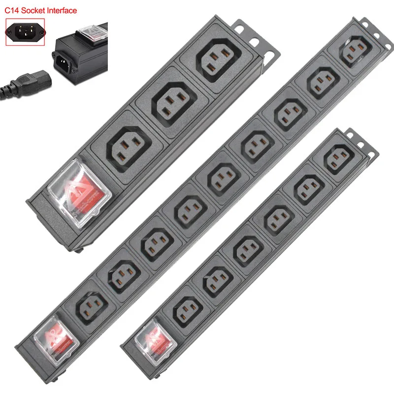 

PDU Power Distribution Unit aluminium alloy Power Strip 1-12 4 Ways C13 output socket C14 port