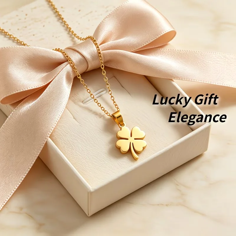 1Pc Four-Leaf Clover Pendant Necklace Light Luxury Minimalist Daily Wear Resilient Lucky Clover Clavicle Chain Flower Jewelry