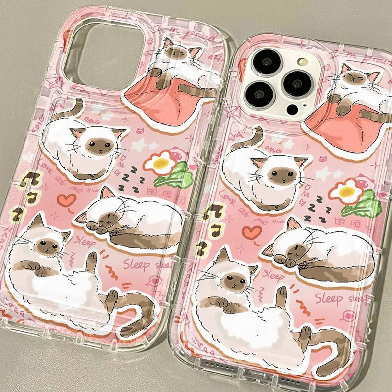 Cute Cartoon Animal Cats Puppy Clear Phone Case for OPPO Reno 7Z 8T 5 6 6Z 7 8 8T 10 Pro Plus F9 F11 4G 5G Airbag Shockproof