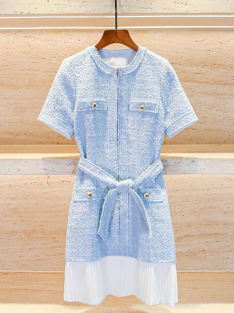 

S Home Nan You High End Women's Spring Summer Autumn Woolen Plaid Wrap Waist Dr Faionable A-Line Skirt Design