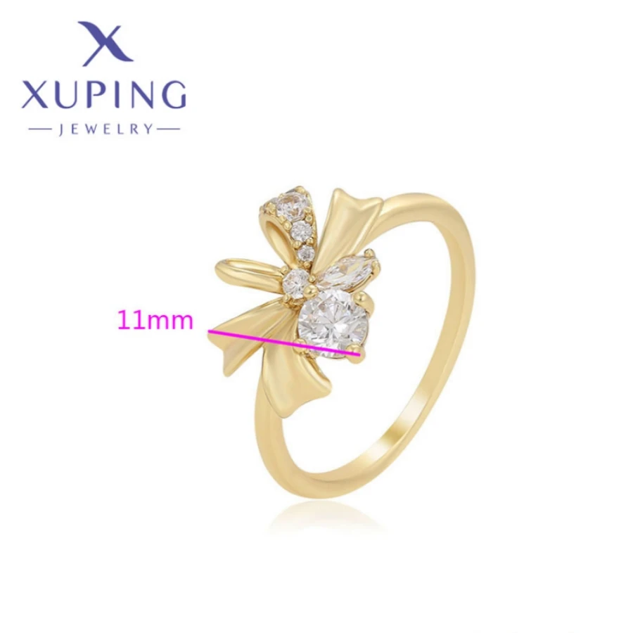 Xuping Jewelry New Arrival European Light Gold Color Couple Rings for Women Schoolgirl Christmas Party Gifts X000974467