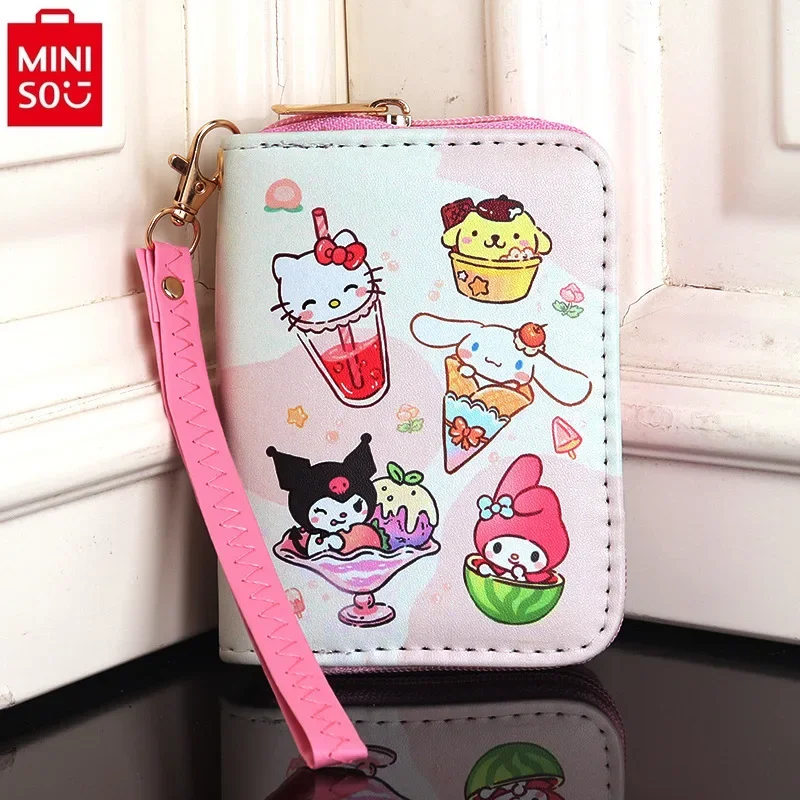 MINISO 2024, новый милый кошелек с рисунком «Hello Kitty», студенческий многофункциональный женский универсальный кошелек для хранения